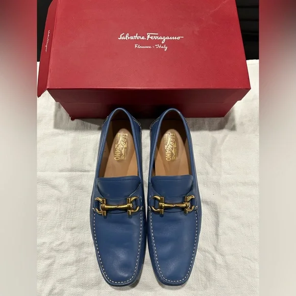 Men’s blue Salvatore Ferragamo loafers for sale in very good condition!!!! - Picture 2 of 4